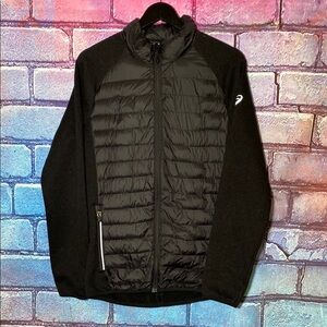Asics Men's Puffer Jacket Small Black lightweight Full Zip